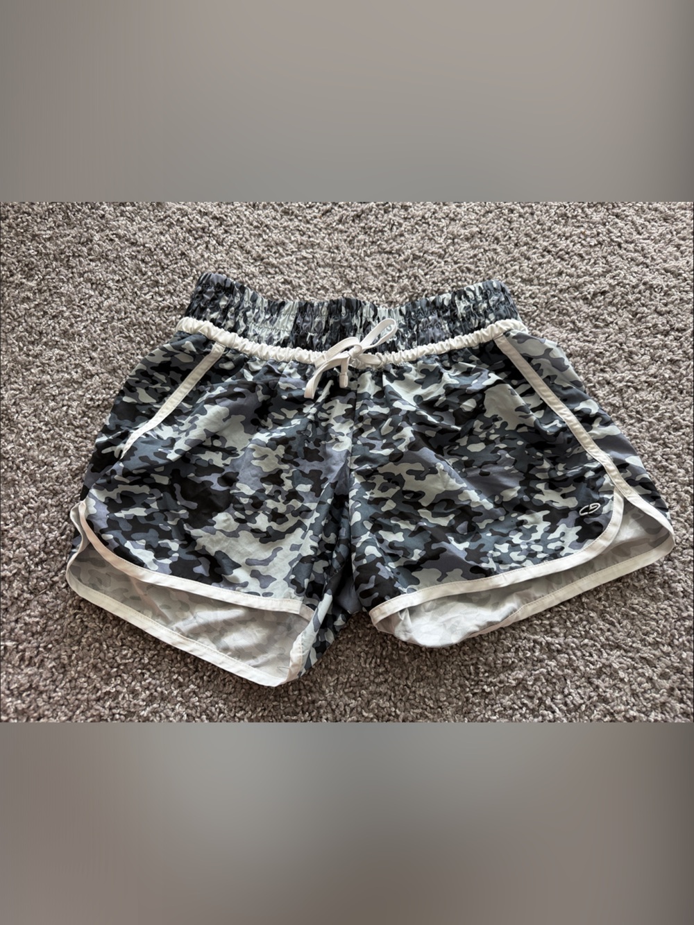 Champion Women's Black & Gray Camo Athletic Shorts with White Trim